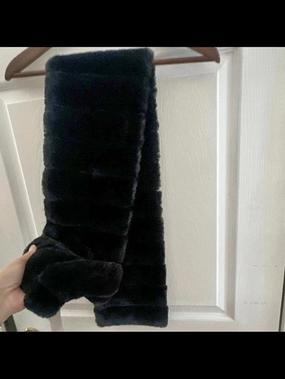 Talbots Faux-Fur Pull-Through Scarf Black